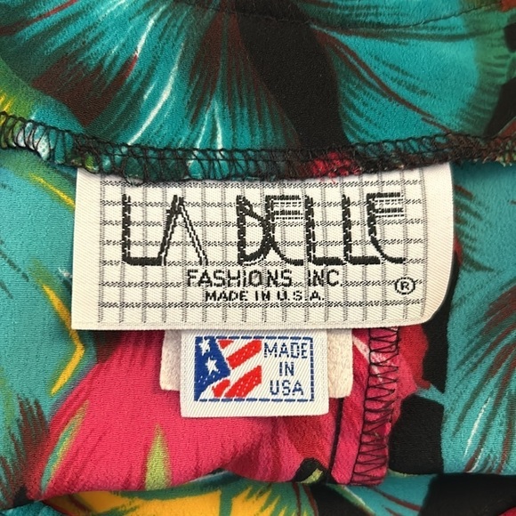 La Belle Hawaiian Tropical Vintage Front Wrap Dress Size Large - Picture 5 of 6